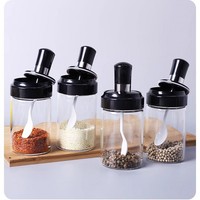 250ml cuisine stockage conteneur épices sel sucre scellé pot assaisonnement bouteille verre avec brosse et cuillère pot d'huile