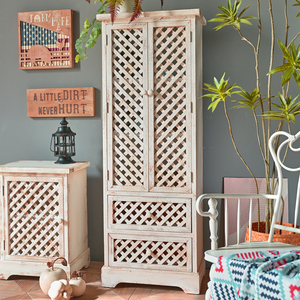 עיצוב עץ לשקע יצרן המבטא עיצוב משובץ לבן שטופי ארון אחסון עץ מלא לסלון - Product Image 3