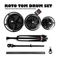 Beatello Professional Black Metal Roto Tom Drum Set 6'8'10' Inch Toms Bass Shock Heads Pliable Roto Stand Sliding Rail