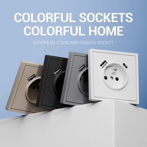 An toàn làm xáo trộn chống cháy thiết kế EU tiêu chuẩn chuyển đổi ổ cắm Pháp 2P + t loại tường ổ cắm cắm với Dual USB A + C Cổng - Product Image 4