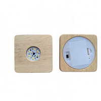 Base en bois carrée pour lampe LED, support de lampe blanc chaud avec boîte à piles pour boule de cristal