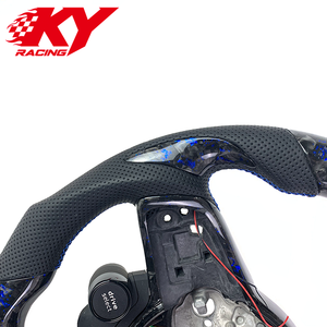 Volant sport racing personnalisé en cuir et fibre de carbone forgée bleue pour Volkswagen GTI Series/Golf 7 R Series Mk7 Mk7.5 GLI - Product Image 3