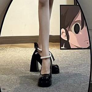 Sandalias de Tacón Alto de Alta Calidad para Mujer, Estilo Nupcial, de Cuero Genuino, Tacón Cuadrado, Cierre Deslizante, Antideslizantes, Cómodas e Informales - Product Image 2