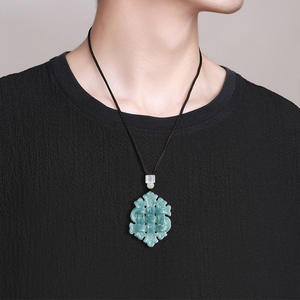 หยกเจไดต์สีน้ำเงินธรรมชาติ จี้หยกแบบจีน สำหรับผู้ชายและผู้หญิง เครื่องประดับแฟชั่นสำหรับผู้หญิง พร้อมใบรับรอง HJ65 - Product Image 4