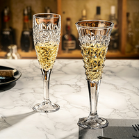Flûte à champagne en cristal gravé pour fêtes, banquets, bars et cocktails – Verre à vin transparent sur pied
