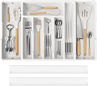 Tiroir à couverts en plastique extensible à plusieurs fentes Organisateur d'ustensiles de cuisine
