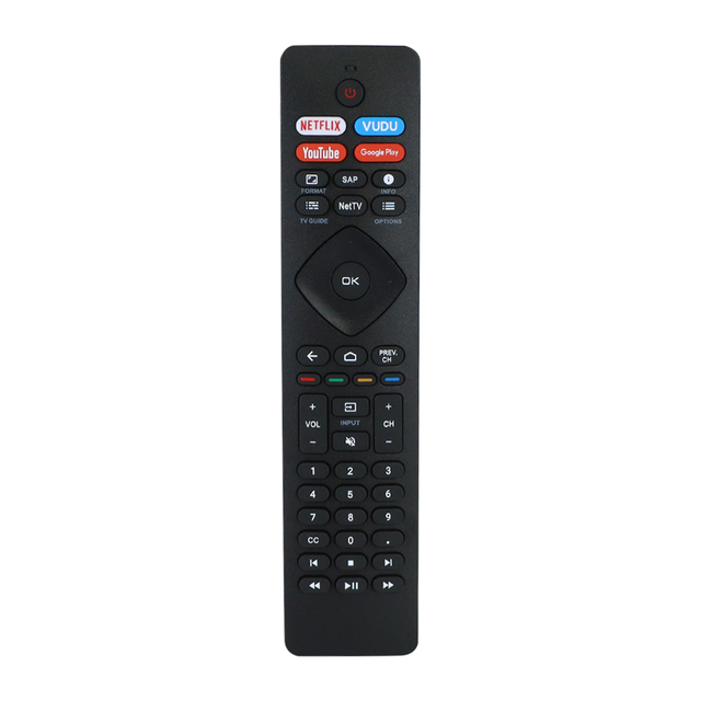 RF402A-V14 IR Smart TV Remote Control NH800UP Fixed Code for Android TV Black ABS 2 AAA Battery