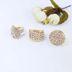 PUSHI Grosir Mode Cincin Kepribadian Perhiasan Timur Tengah Pria Emas Arab Dirancang Klasik Vintage Cincin Campuran Lot