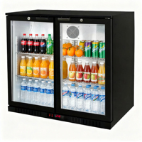 Réfrigérateur NE-200C noir à double porte vitrée, 200L, affichage numérique, faible bruit, refroidisseur arrière pour bar – Meilleures ventes