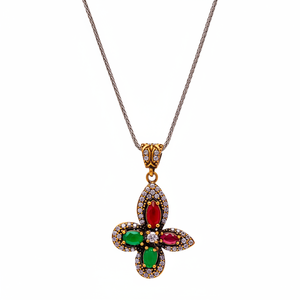 Ruby <b>Emerald</b> CZ Authentic Wholesale <b>Pendant</b> Necklace Turkish Handmade 925 Sterling Silver Jewellery - Product Image 2