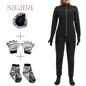 Haut de sport à manches longues pour femme, combinaison de sudation pour fitness, gym, course en extérieur, amincissement et remodelage corporel, avec fermeture éclair - Product Image 1