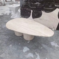 Table basse moderne en pierre naturelle pour salon, table à thé en travertin, vente en gros