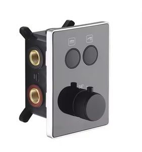 النحاس الصلب تصميم جديد <span class=keywords><strong>2</strong></span> طرق ، زر دفع الجدار الأسود ترموستاتي مخفي ، صمام خلاط دش تحويل - Product Image 1