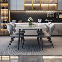 Ensemble table et chaises en pierre, style minimaliste italien, luxe léger, pieds en acier carbone, pour la maison, petit appartement, meubles.