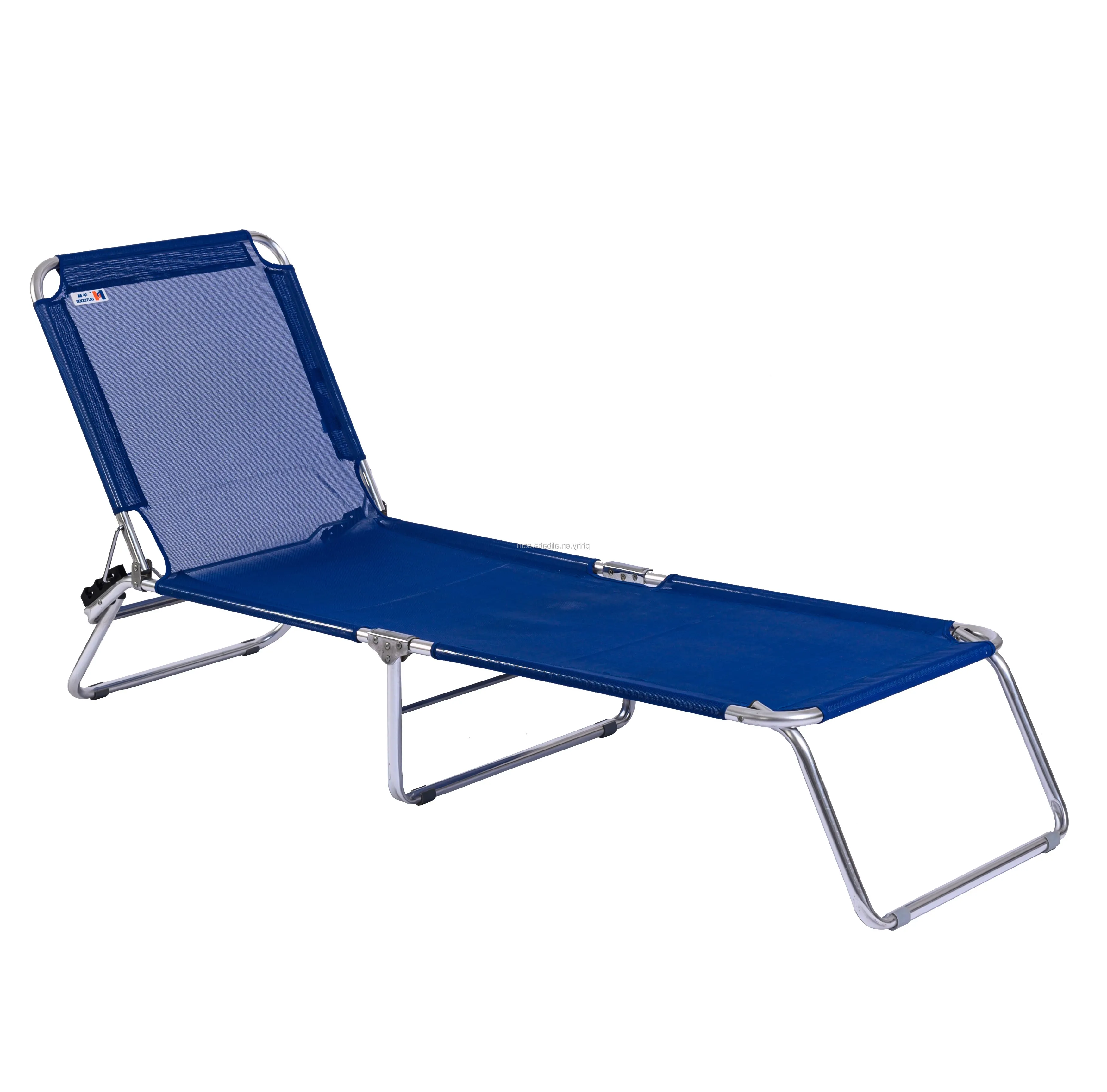 Silla reclinable de tres pliegues para exteriores, tumbona completa para piscina y playa