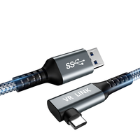Cables de datos de enlace VR de cámara trenzada de ángulo recto tipo C USB de carga rápida 3A de alta calidad con chaqueta de nailon