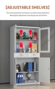 Aktenschränke mit Glastüren, zwei Schubladen, abschließbaren Stahltüren und verstellbaren Einlegeböden für die Büroaufbewahrung - Product Image 6
