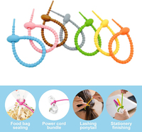 Bridas flexibles de silicona de colores de 8,5 pulgadas, bridas reutilizables para cables, con autosujeción, organizador de almacenamiento, con cremallera