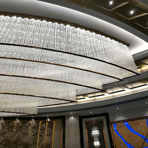 Proyecto de salón de baile de vestíbulo de hotel por encargo Luz de techo grande Iluminación de araña de cristal de lujo - Product Image 6