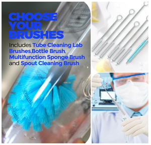 Ensemble de brosses à bouteilles en nylon avec nettoyeur de gobelets à long manche pour carafes à vin de laboratoire Récipients à bière et à vin pour couvercles et éviers à col étroit - Product Image 5