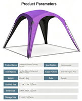 Tente dôme automatique en tissu Oxford ignifuge Tertlon pour camping extérieur, abri solaire, OEM ODM personnalisé