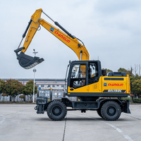 Excavadora de Ruedas de Bajo Consumo de Combustible, 14T, Verificada, 8 L/h en Prueba de Campo de 500 Horas, Motor Cummins