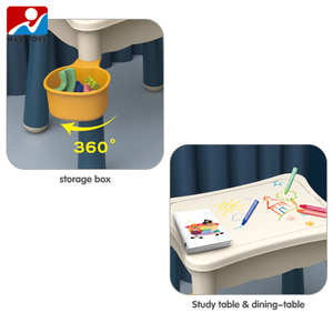 Bureau d'étude multifonctionnel, table <span class=keywords><strong>à</strong></span> manger, <span class=keywords><strong>bac</strong></span> <span class=keywords><strong>à</strong></span> <span class=keywords><strong>sable</strong></span>, <span class=keywords><strong>jeu</strong></span> de construction de 209 pièces, ensemble de jouets de table HC585942 - Product Image 2