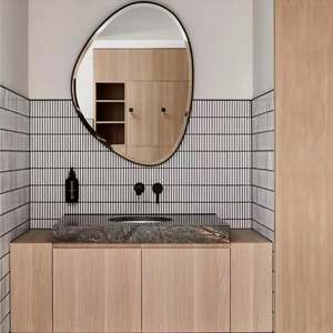 Modern <b>Retro</b> Minor Tune Style Solid Wood Single Sink <b>Wall</b> Hung Bathroom Vanity with Smart Mirror - Product Image 1
