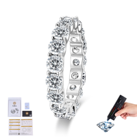 Cincin Eternity Moissanite Potongan Bulat 3mm Perak Sterling S925 Berkilau Tinggi Tahan Lama Dapat Disesuaikan, Perhiasan Hadiah Ulang Tahun