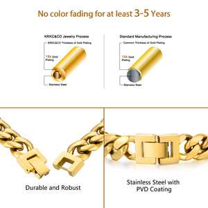 Ingrosso in magazzino 12mm placcato <span class=keywords><strong>oro</strong></span> reale Miami in acciaio inox a maglie cubane spesse catena Hiphop donna gioielli uomini <span class=keywords><strong>collana</strong></span> - Product Image 6