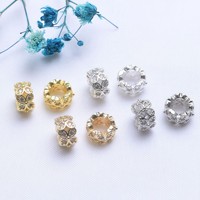 Lot de 20 perles entretoises en laiton plaqué or 18 carats avec grand trou et zircon cubique, pour la fabrication de bracelets et colliers DIY