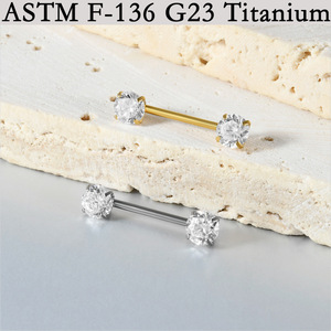 Joyería para Piercing de Pezón de Titanio F136 al por Mayor Clover, Anillo de Piercing para Seno de Titanio G23 con Zirconia Sexy y Baño de Oro - Product Image 2