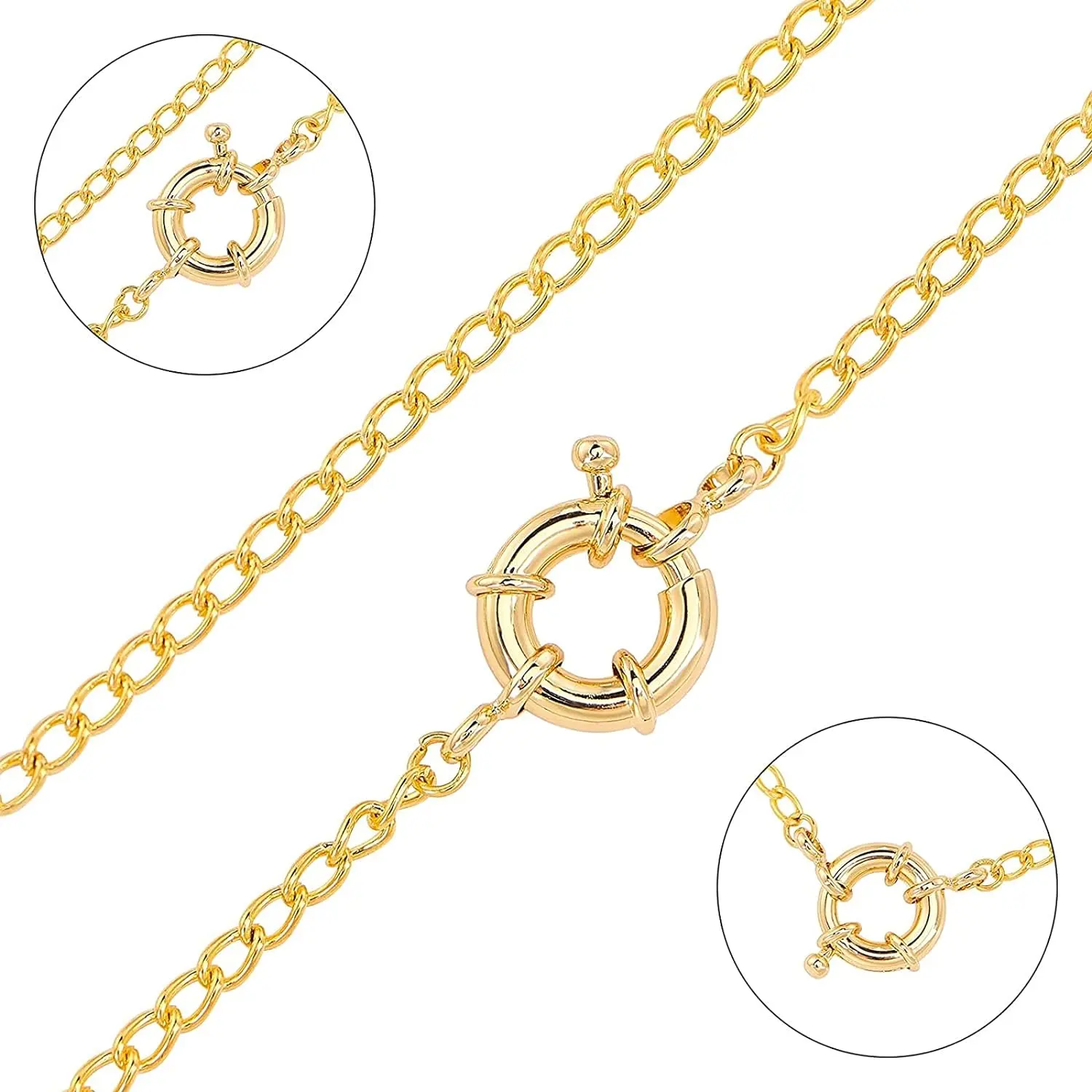 Adatto per collane, bracciali, gioielli, fibbie ad anello chiuso, connettori con fibbia a superficie liscia fermagli a molla dorati
