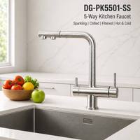 Robinet de cuisine DOGO en acier inoxydable, système de filtration d'eau 5 voies, avec eau chaude et froide, robinet extractible 5 en 1