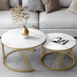Mesa de centro para sala de estar, estilo lujo ligero, moderna y sencilla, con tablero de roca de diseño popular, combinación de letras para el hogar. - Product Image 3