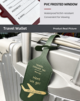 Étiquette de bagage de voyage tendance avec impression dorée, porte-cartes en cuir PU pour accessoires de valise