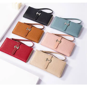 Nueva versión coreana tendencia de la moda larga <span class=keywords><strong>ins</strong></span> simple cuero multi-tarjetero teléfono monedero para mujer - Product Image 6