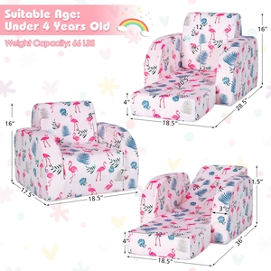 Tender <b>Playful</b> OEM/ODM Factory High Quality Foam Kids Couch Soft 2-in-1 Convertible Toddler Couch Foldable Kids <b>Sofa</b> Lounger - Product Image 5
