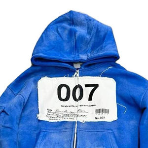 Fabricant OEM de vêtements de rue personnalisés, sweat à capuche 100% coton à épaules tombantes et à fermeture éclair surdimensionnée pour hommes - Product Image 2