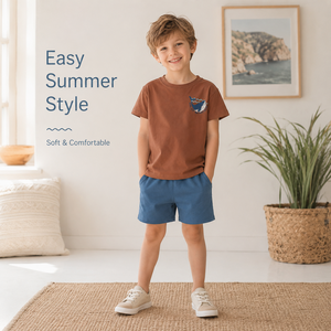 Conjunto <span class=keywords><strong>de</strong></span> Verano Personalizado al por Mayor para Niños, 95% Algodón, Camiseta con Gráfico <span class=keywords><strong>de</strong></span> Ballena y Pantalones Cortos, Ropa <span class=keywords><strong>de</strong></span> Boutique para Niños y Niñas, OEM - Product Image 2