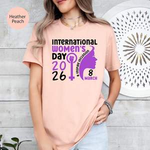 Maglietta per la Giornata della Donna del 11 marzo, T-shirt floreale femminista, 100% cotone, girocollo, manica corta, vestibilità regolare, primavera estate, casual - Product Image 3