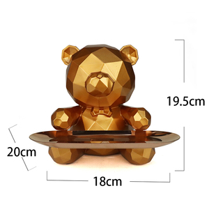 Creativo geometrico piccolo orso serbatoio di stoccaggio in metallo vassoio resina animale statua per la decorazione della casa e lo stoccaggio figura animale - Product Image 6