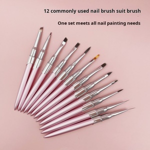High Quality Ombre Pen Nail Art Liner <b>Brush</b> Set UV Gel Dotting Diamond Painting Tool with Custom Logo 12pcs Nails Design Supply - Product Image 5