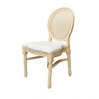 Chaise de salle à manger minimaliste moderne en plastique imitation rotin, empilable, pour usage domestique et commercial ; chaise rembourrée pour hôtel/restaurant