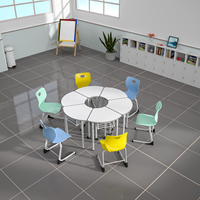 Ensemble de mobilier scolaire en gros, table et chaise combinées en forme de S, avec roulettes en PU, pour salle de classe, étude et formation des élèves