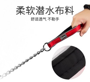 Stainless Steel Chain <b>Dog</b> Leash with <b>Red</b> Padded Handle Durable Classic Style for <b>Dogs</b> - Product Image 5