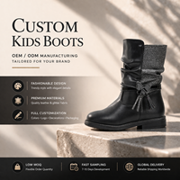 Bottes mi-mollet noires tendance pour filles, bottes en cuir PU brillant pour enfants avec pompon scintillant