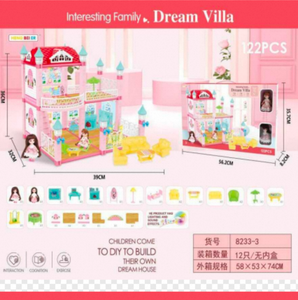 Casa delle bambole Dream Villa, set da gioco da 122 pezzi per ragazze dai 5 ai 7 anni, modello in plastica con mobili e bambole - Product Image 3