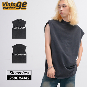 Camiseta de lavado ácido para Hombre, camiseta <span class=keywords><strong>sin</strong></span> mangas personalizada Vintage Lisa desgastada, Camiseta <span class=keywords><strong>Sin</strong></span> Mangas Para Hombre - Product Image 1