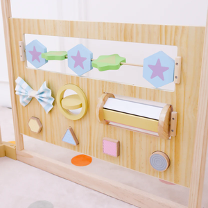 Parc de jeu 2-en-1 avec miroir et tableau blanc <span class=keywords><strong>pour</strong></span> bébés et tout-petits, parc de jeu Montessori en bois, clôture <span class=keywords><strong>pour</strong></span> bébé, panneaux multiples <span class=keywords><strong>pour</strong></span> enfants en intérieur - Product Image 4
